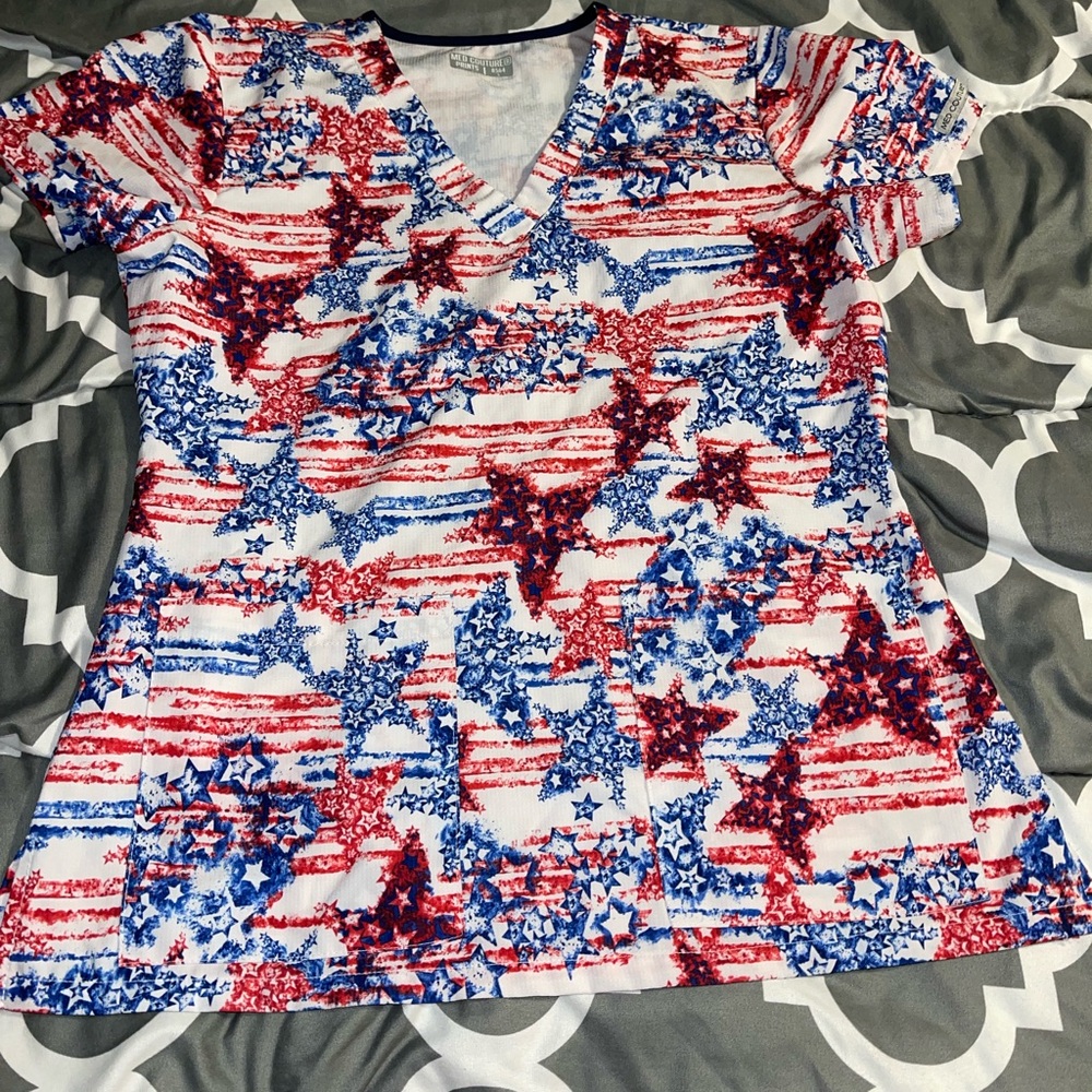 Red,White and Blue Scrub Top